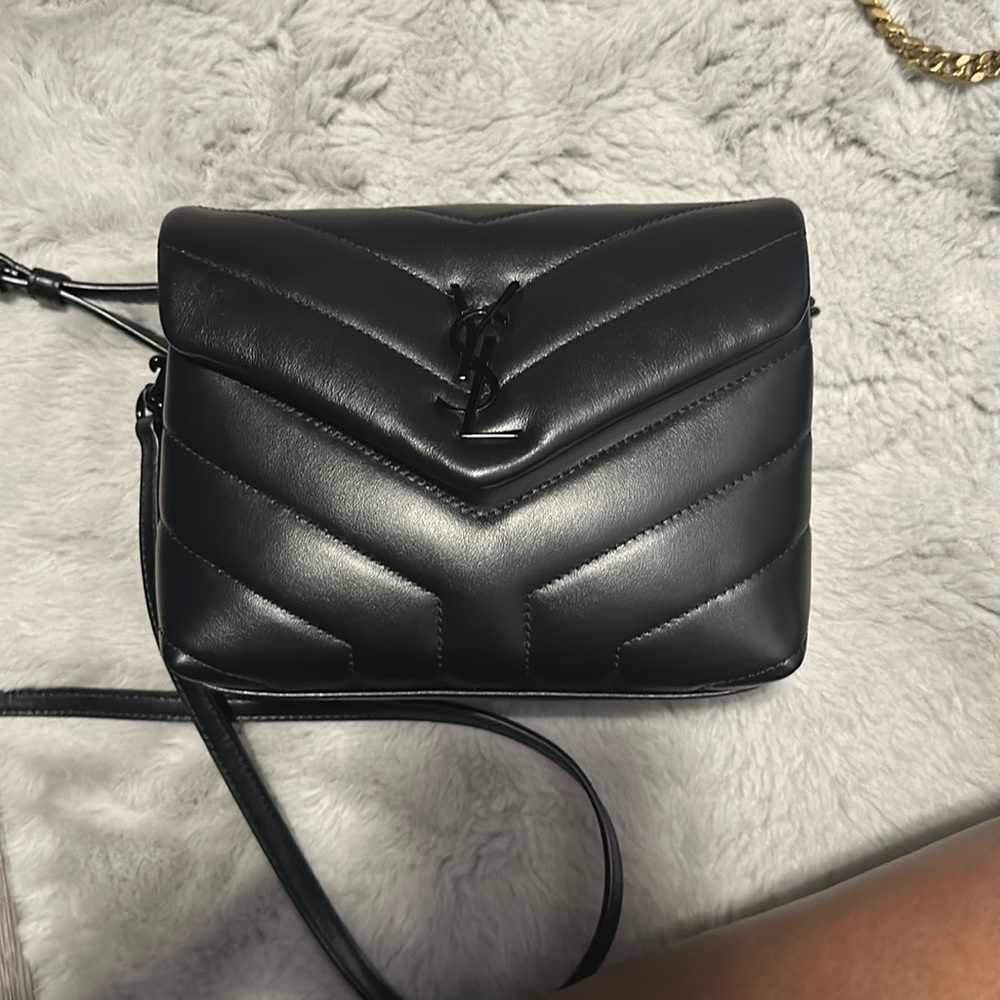 YSL LOULOU TOY STRAP BAG IN QUILTED "Y" LEATHER